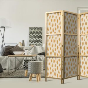 Paravent japonais - Drawn Pattern in Dots and Spots - in Shades of Orange and Ecru