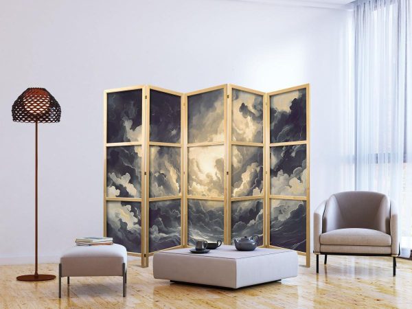 Paravent japonais - Epic Light Play: The Sun Battling for Dominance Over the Clouds
