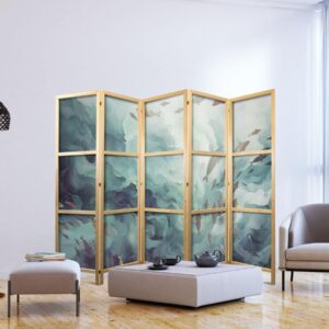 Paravent japonais - Escaping Fish - Very Fast Swimming Fish in Muted Colors Among Ocean Depths
