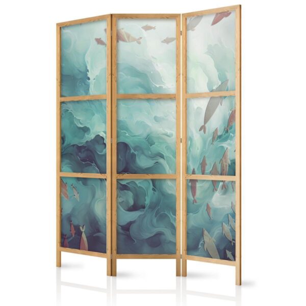 Paravent japonais - Escaping Fish - Very Fast Swimming Fish in Muted Colors Among Ocean Depths Paravent japonais - Escaping Fish - Very Fast Swimming Fish in Muted Colors Among Ocean Depths