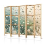 Paravent japonais - Fish and Diverse Vegetation - Grouping of Fish in Pastel Subdued Colors Among Oceanic Vegetation