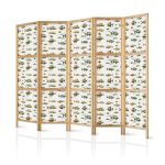 Paravent japonais - Fish in Beige Tones - Various Species of Fish in Beige-Brown Colors Presented in Vintage Style on a Light Background