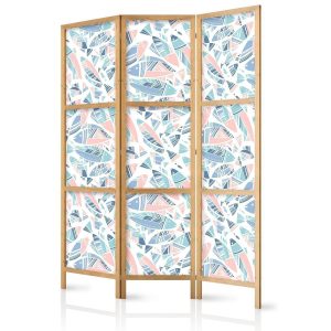 Paravent japonais - Fish in Minimalist Style - Fish in Aztec Style in Pastel Color Shades on a White Background
