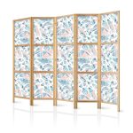 Paravent japonais - Fish in Minimalist Style - Fishes in Aztec Style in Pastel Color Tones on a White Background