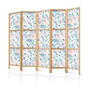 Paravent japonais - Fish in Minimalist Style - Fishes in Aztec Style in Pastel Color Tones on a White Background