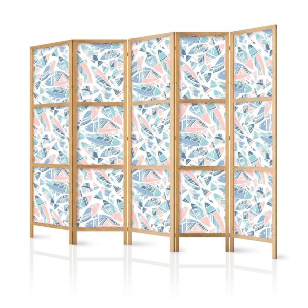 Paravent japonais - Fish in Minimalist Style - Fishes in Aztec Style in Pastel Color Tones on a White Background Paravent japonais - Fish in Minimalist Style - Fishes in Aztec Style in Pastel Color Tones on a White Background
