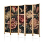 Paravent japonais - Floral Illustration - Magnificent Flower Buds on a Turquoise Background