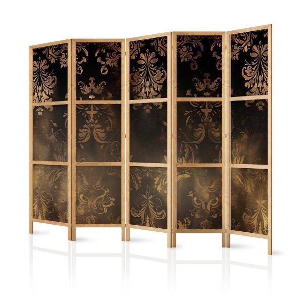 Paravent japonais - Floral Ornaments Carved in Delicate Sepia and Brown Shades Paravent japonais - Floral Ornaments Carved in Delicate Sepia and Brown Shades