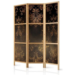 Paravent japonais - Floral Ornaments Carved in Delicate Sepia and Brown Shades