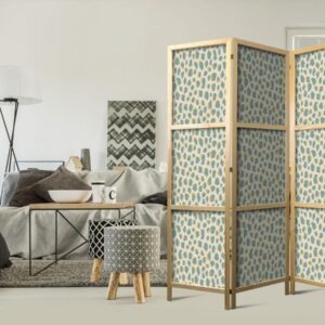 Paravent japonais - Giraffe Pattern - Animal Pattern in Turquoise Spots on a Light Background