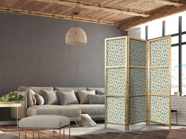 Paravent japonais - Giraffe Pattern - Animal Pattern in Turquoise Spots on a Light Background
