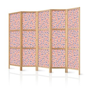 Paravent japonais - Giraffe Pattern - Colorful Animal Pattern in Blue-Pink Spots