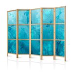 Paravent japonais - Koi Fish Under the Water Surface - a Cluster of Japanese Fish in the Depths of the Pond in Shades of Navy and Blue