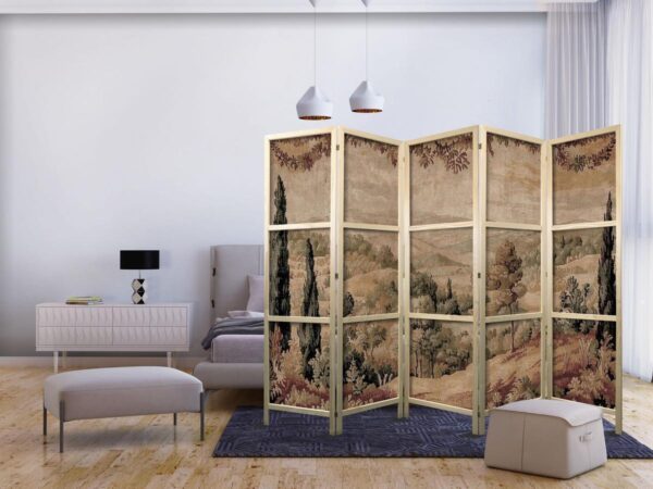 Paravent japonais - Landscape with Cypresses - Old Tapestry with Mediterranean Vegetation