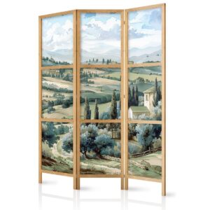 Paravent japonais - Landscape with Green Fields and Trees - Tuscan sunny view