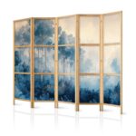 Paravent japonais - Landscape with Trees in Illustrative Style - Fairy-Tale Blue Forest