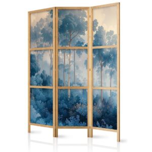 Paravent japonais - Landscape with Trees in Illustrative Style - Fairy-Tale Blue Forest