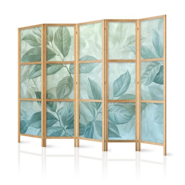 Paravent japonais - Large Leaves in Green-Mint Shades - Botanical Motif Paravent japonais - Large Leaves in Green-Mint Shades - Botanical Motif