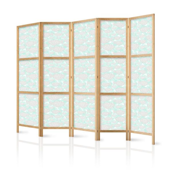 Paravent japonais - Minimalist Fish - Fishes From Grey Dots Against a Crystal Sheet of Water in Mint Green Colors Paravent japonais - Minimalist Fish - Fishes From Grey Dots Against a Crystal Sheet of Water in Mint Green Colors