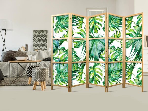 Paravent japonais - Monstera and Palm Leaves II