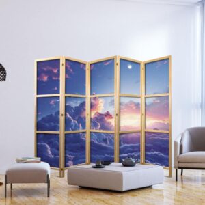 Paravent japonais - Night Concert in the Mountains: Clouds Illuminated by the Last Rays of the Sun