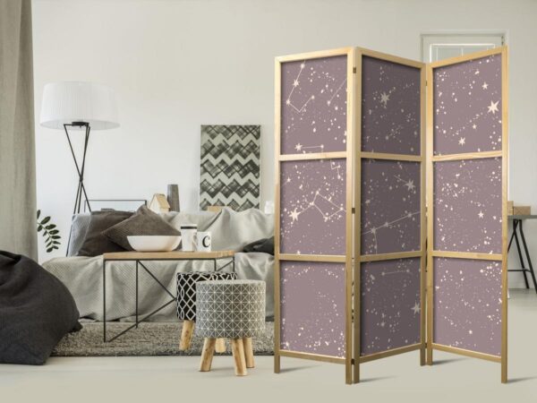Paravent japonais - Night Sky - Artistic Constellations and Stars in Pastel Shades
