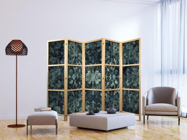 Paravent japonais - Oriental Pattern Carpet - Emerald Ornaments and Worn Patterns