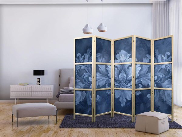 Paravent japonais - Ornament in Blue and Cool Colors - Dark Blue Decoration