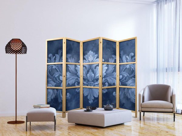 Paravent japonais - Ornament in Blue and Cool Colors - Dark Blue Decoration