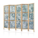 Paravent japonais - Ornaments in Worn Muted Turquoises - Delicate Plant Pattern