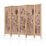 Paravent japonais - Plant Vintage - Delicate Field Flowers on a Background in Lime Wash Technique