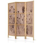 Paravent japonais - Plant Vintage - Delicate Field Flowers on a Background in Lime Wash Technique