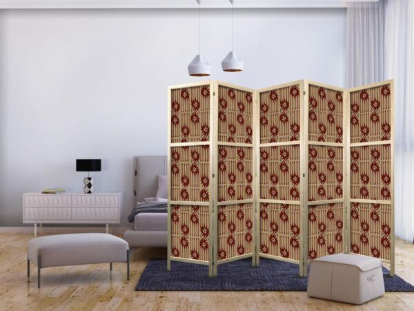 Paravent japonais - Predatory Streaks - Red Abstract Shapes Inspired by Tribal