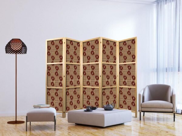 Paravent japonais - Predatory Streaks - Red Abstract Shapes Inspired by Tribal