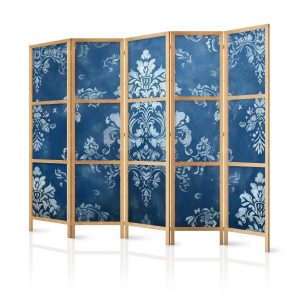 Paravent japonais - Retro Ornament - Decorative Motif in Worn Blues