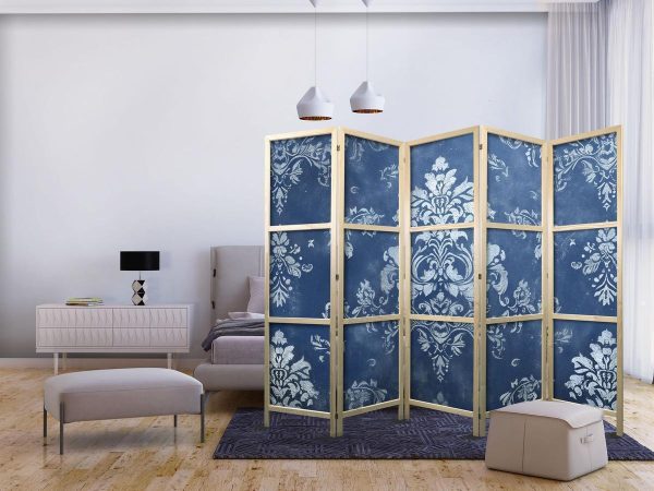 Paravent japonais - Retro Ornament - Decorative Motif in Worn Blues