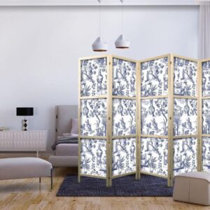 Paravent japonais - Rome and Botany - Blue Pattern with Greek and Plant Motif