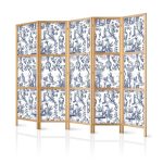Paravent japonais - Rome and Botany - Blue Pattern with Greek and Plant Motif