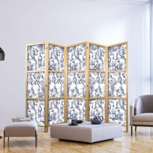 Paravent japonais - Rome and Botany - Blue Pattern with Greek and Plant Motif