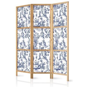Paravent japonais - Rome and Botany - Blue Pattern with Greek and Plant Motif
