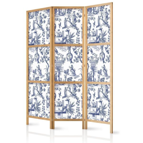 Paravent japonais - Rome and Botany - Blue Pattern with Greek and Plant Motif Paravent japonais - Rome and Botany - Blue Pattern with Greek and Plant Motif