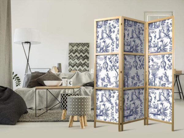 Paravent japonais - Rome and Botany - Blue Pattern with Greek and Plant Motif