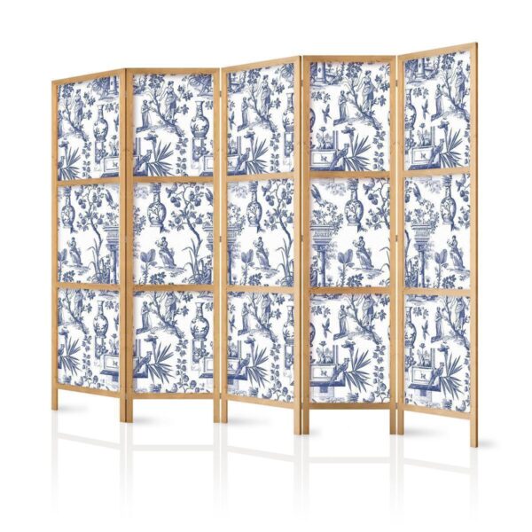 Paravent japonais - Rome and Botany - Blue Pattern with Greek and Plant Motif Paravent japonais - Rome and Botany - Blue Pattern with Greek and Plant Motif