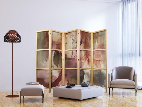 Paravent japonais - Rose Abstraction - Spilled Watercolor Paint in Spring Colors