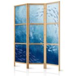 Paravent japonais - Schools of Fish - Luminous Clusters of Fish in Blue Among Ocean Depths