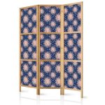 Paravent japonais - Sunny Patterns - Repeating Sun Motif on a Navy Background