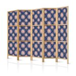 Paravent japonais - Sunny Patterns - Repeating Sun Motif on a Navy Background