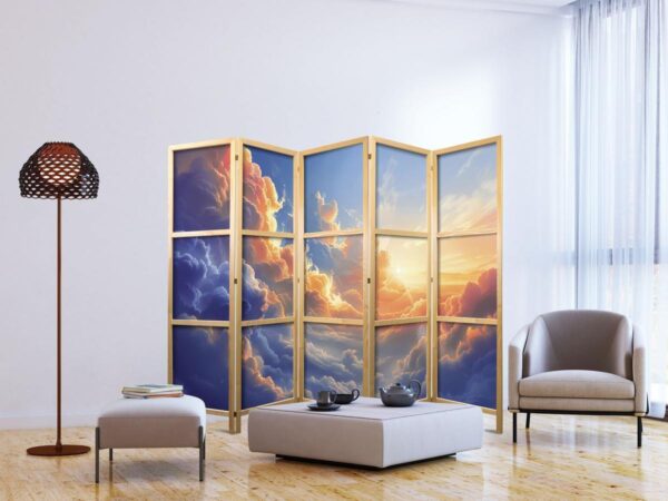 Paravent japonais - Sunset Over a Cloudy Sea: A Wonderful Symphony of Colors