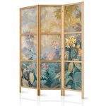 Paravent japonais - Tapestry Pattern with Meadow and Flowers - Kilim with a Spring Motif