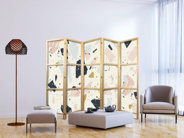 Paravent japonais - Terrazzo with Large - Scaled Stones in Muted Colors